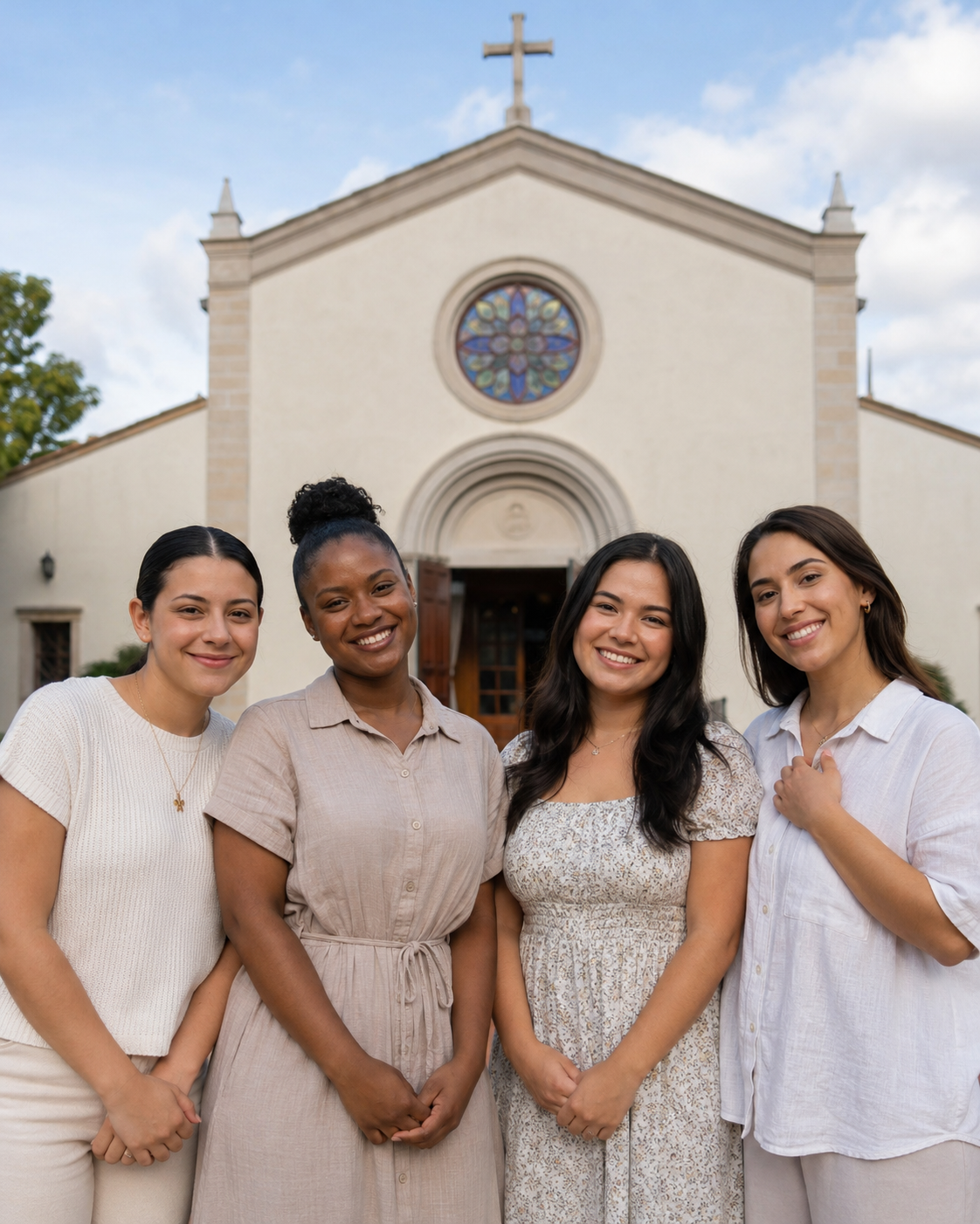 Il team Piccoli Discepoli davanti a una chiesa